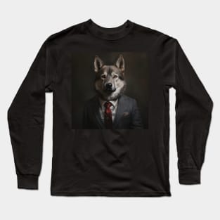 Norwegian Elkhound Dog in Suit Long Sleeve T-Shirt